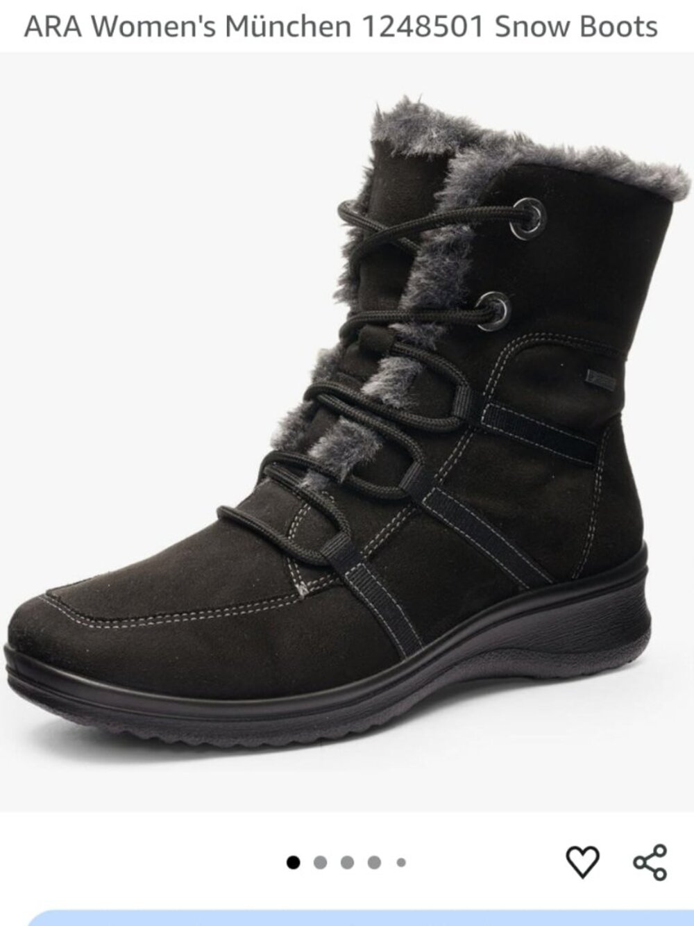 NWOT Ara Montreal Munchen Waterproof Winter Snow Ankle Side Zip Goretex Boots 38